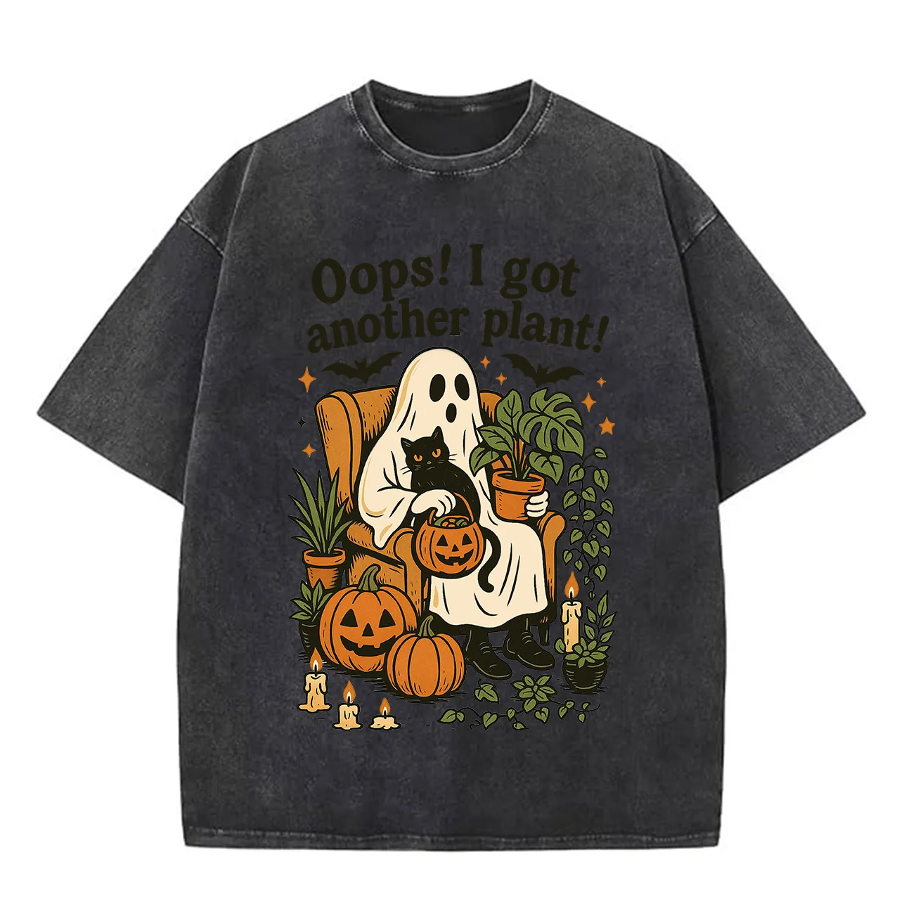 

Ghost Sitting on the Sofa Men's Cotton Oversized T-Shirt, Washed Graphic T-Shirt, Vintage Streetwear Tee for Summer