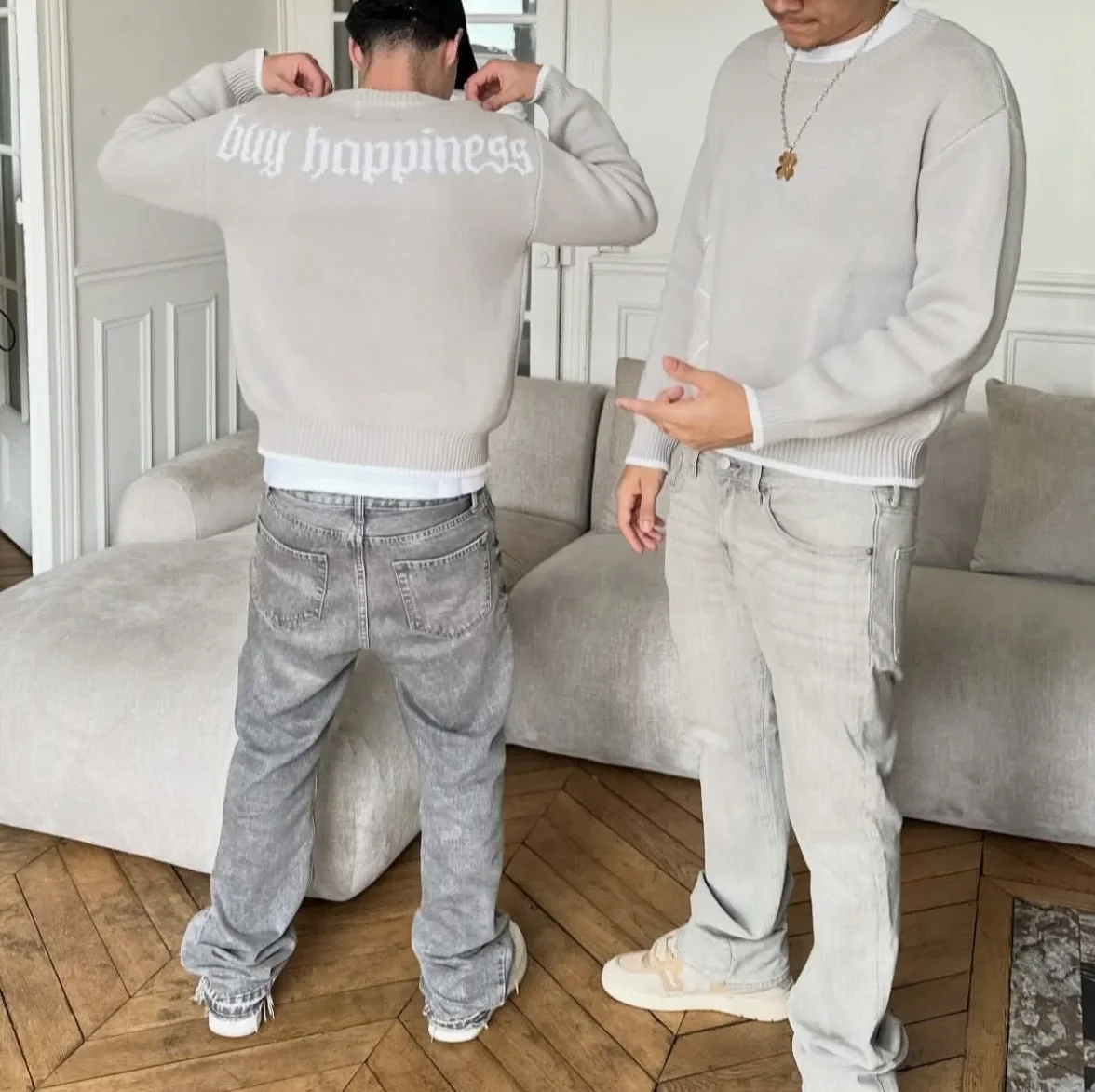 

Вязаный свитер с круглым вырезом и вышитыми золотыми монетами, повседневный осенне-зимний теплый пуловер в европейском и американском стиле с длинными рукавами в стиле ретро