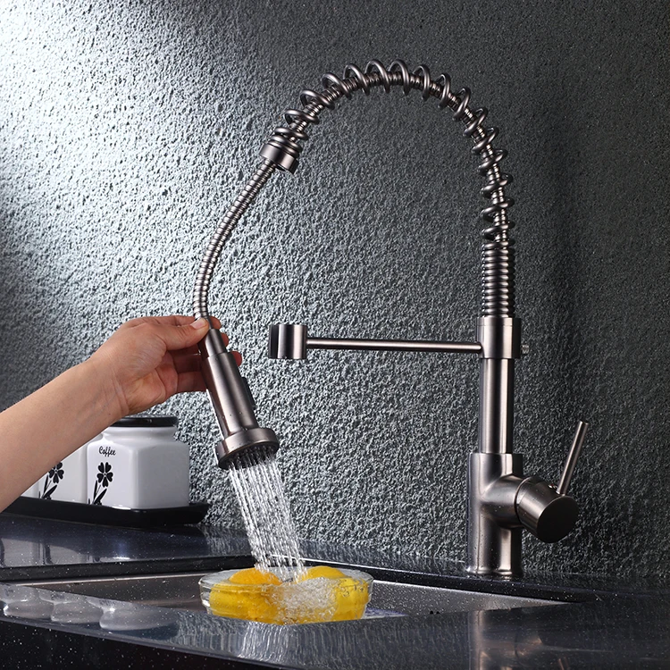 Faucet manufacturing kitchen water sink mixer faucet single handle pull down sprayer spring kitchen faucet