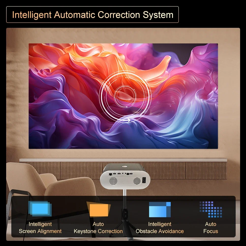 Fascio dal design moderno Miglior mini piccolo 4K 1080P Full Hd Video cinematografico Smart Android Proiettore portatile per montaggio a soffitto a parete per home theater