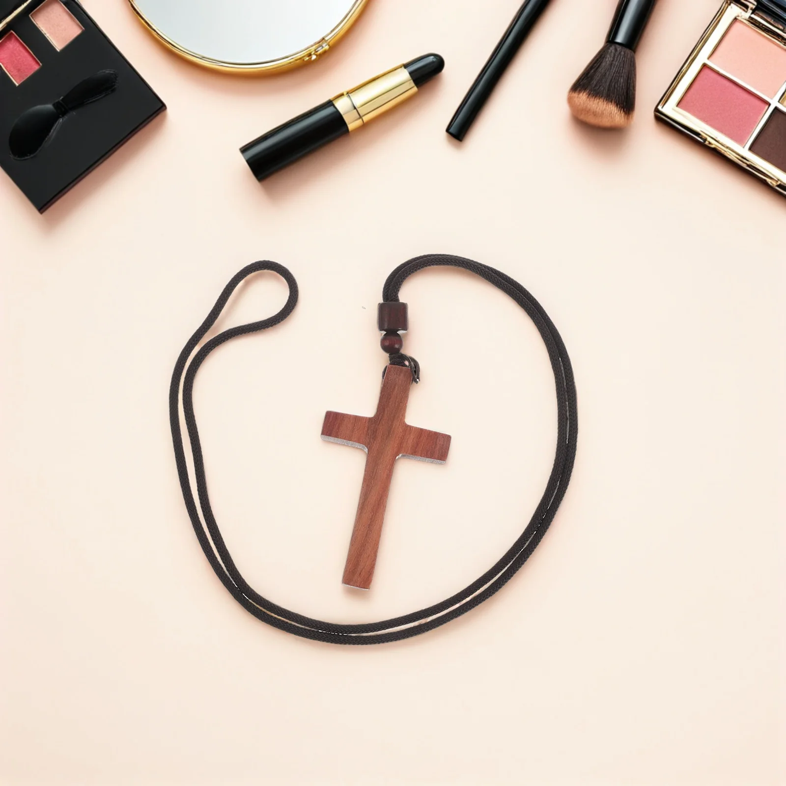 

Wooden Cross Pendant Necklace Sandalwood Handcraft Vintage Crucifix Christian Jewelry for Men Women Church Easter Everyday Wear