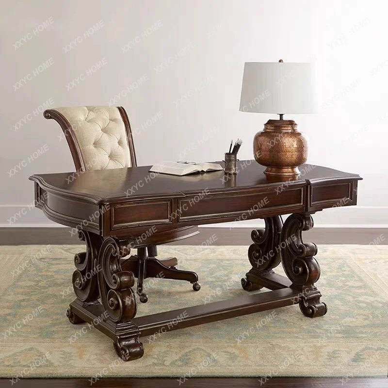 -style special combination full solid wood carving  desk