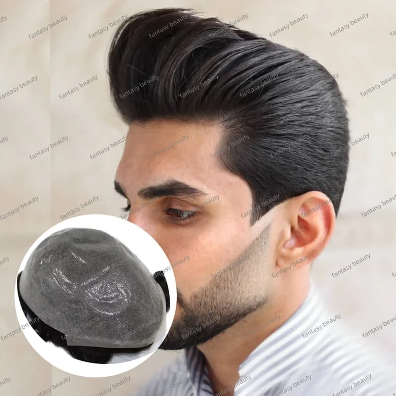 

Durable Toupee Wigs Human Hair For Men Ultra-Thin 0.03mm Skin PU Base Hair Prosthesis Man Natural Men's Capillary Prosthesis