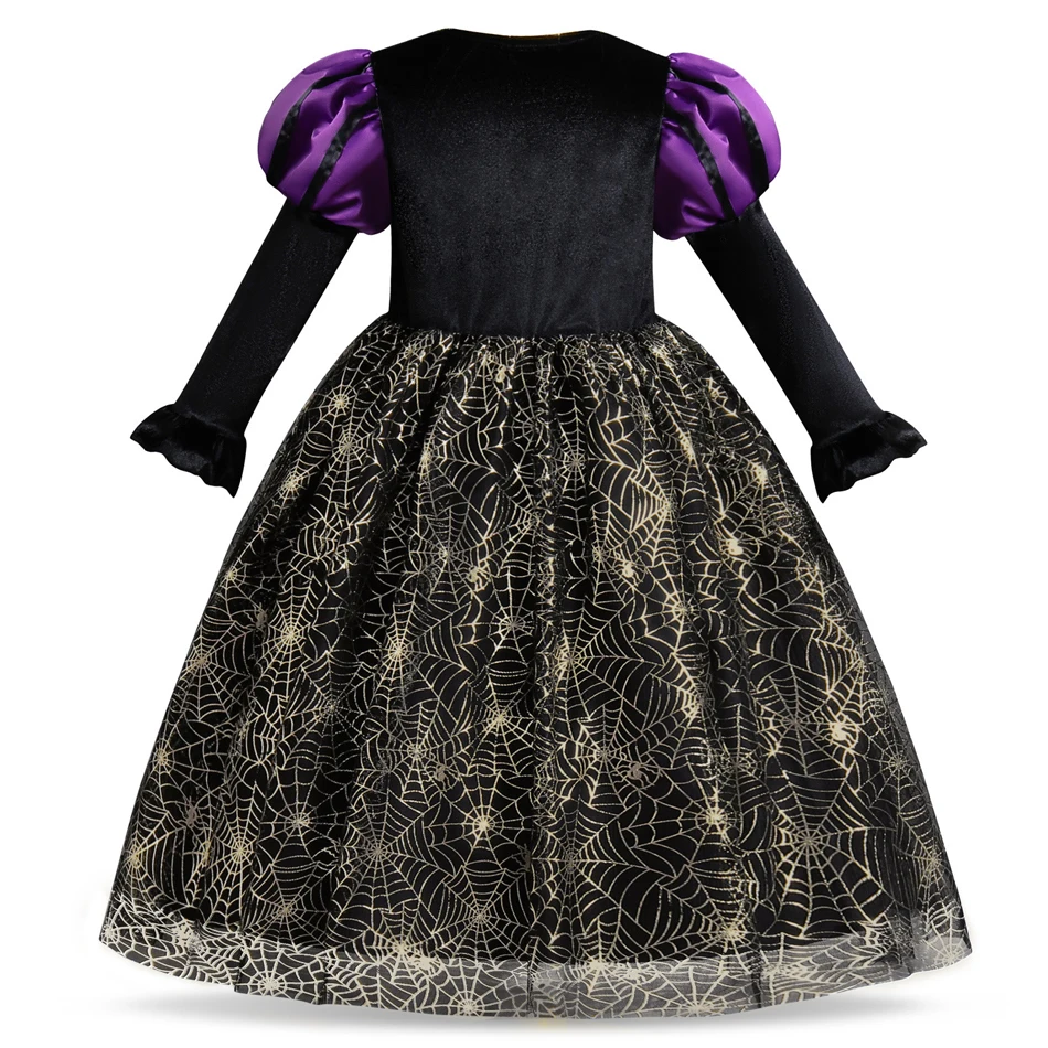 Kids Black Witch Halloween Carnival Theme Party Children Outfits Girl Princess Cosplay Costume Evil Queen Role Playing Prom Gown