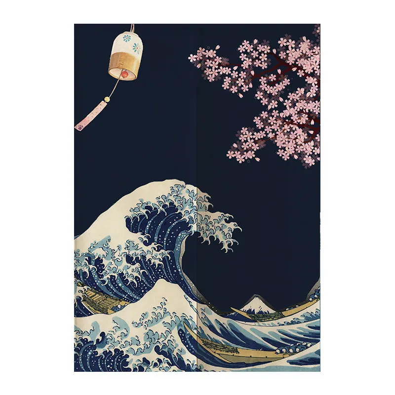 

Japanese Cherry Blossom Great Wave Door Curtain Decorative Curtain Home Bedroom Kitchen Bathroom Half Curtain Feng Shui Curtain