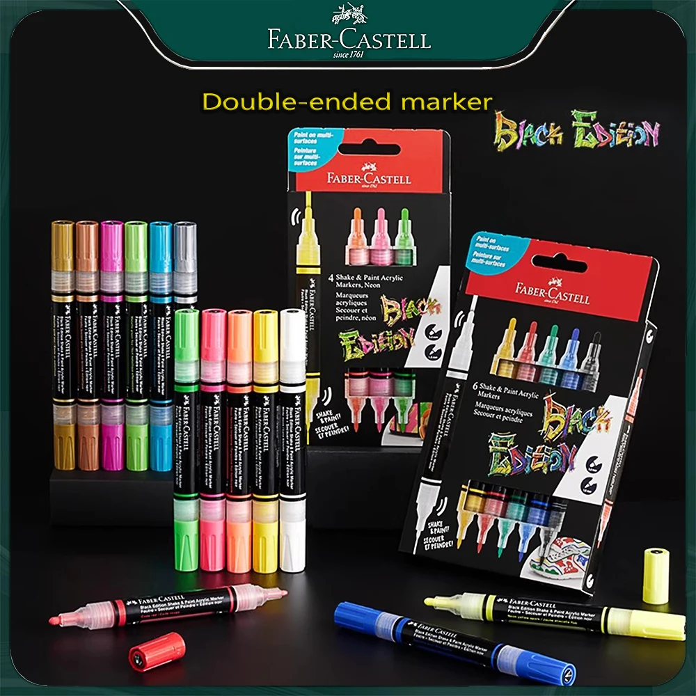 

1/2/4/6 Colors/set FABER－CASTELL Double-ended Acrylic Marker Graffiti Painting Poster Advertising Marker Art Supplies for Artist