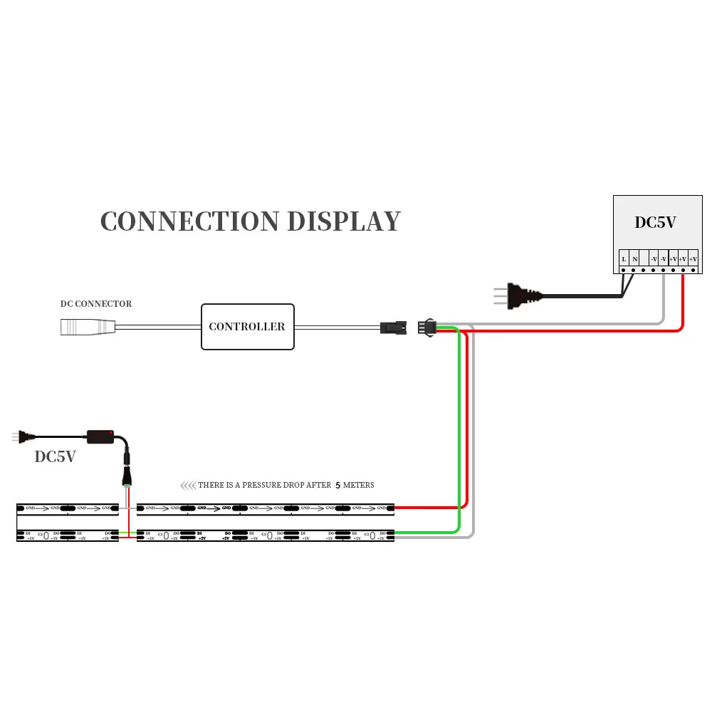 Imagem -03 - Tira de Luz Led Cob Ws2812 240leds m Rgb Ws2812 Alta Densidade Endereçável Individualmente Rgb Cor do Sonho Dc5v Ws2812b