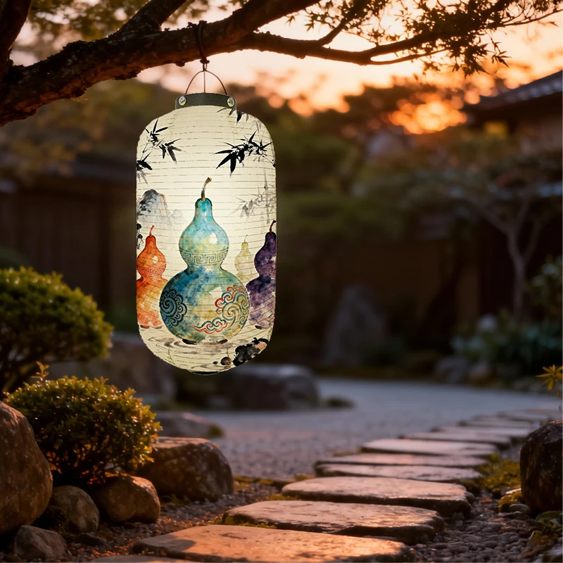 

Chinese Style Cloth Lanterns Mascot Gourd Crafts Printed Lucky Lantern Sushi Restaurant Izakaya Home Party Decor Ornaments