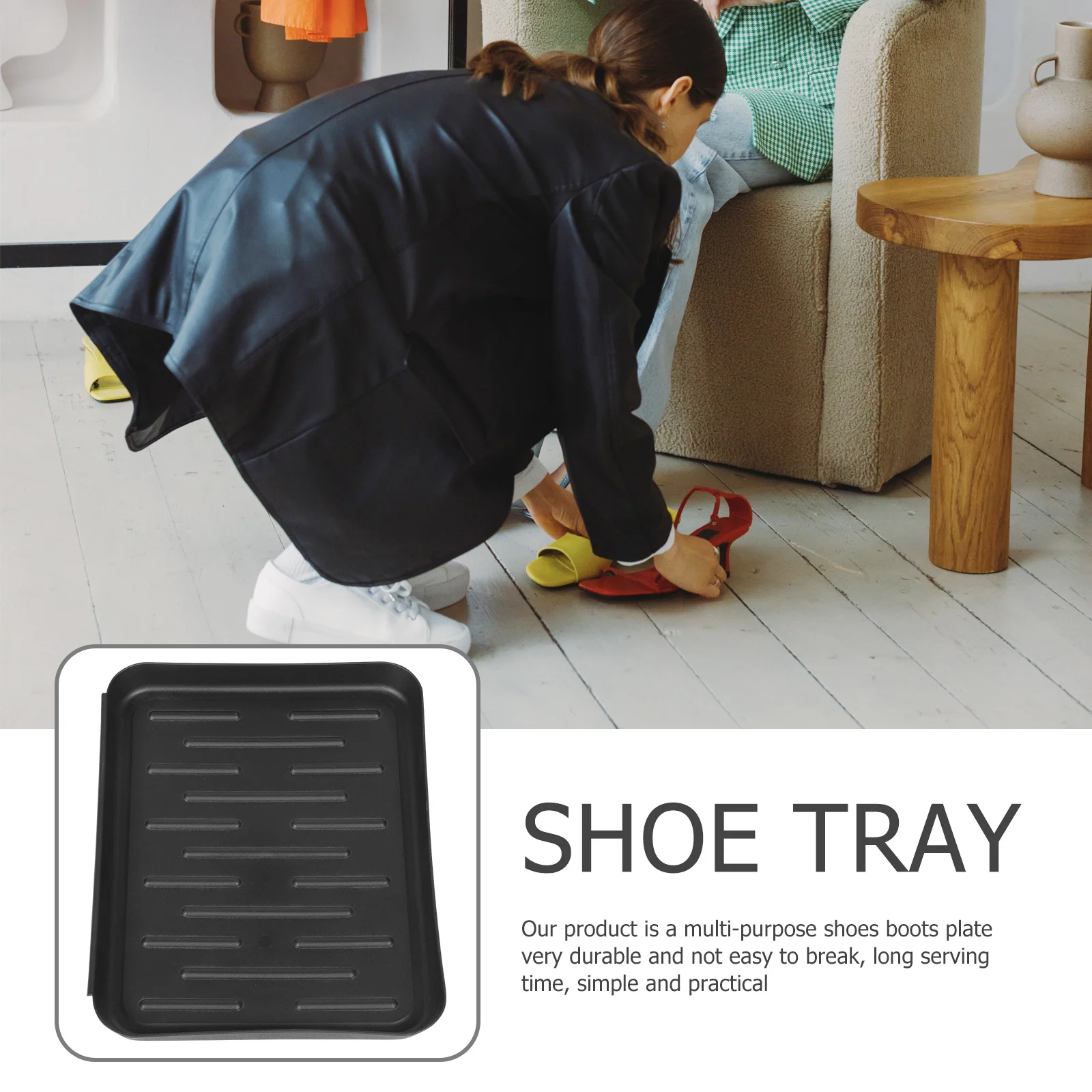 

Plastic Shoe Boot Tray Sturdy Waterproof Shoes Storage Tray for Indoor Outdoor Entryway Hallway Car Trunk Multipurpose Sundries
