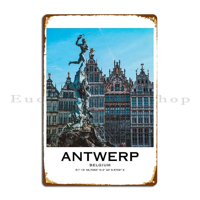 Antwerp Poster Travel Wall Art Belgium Metal Plaque Poster Create Living Room Pub Designer Club Tin Sign Poster