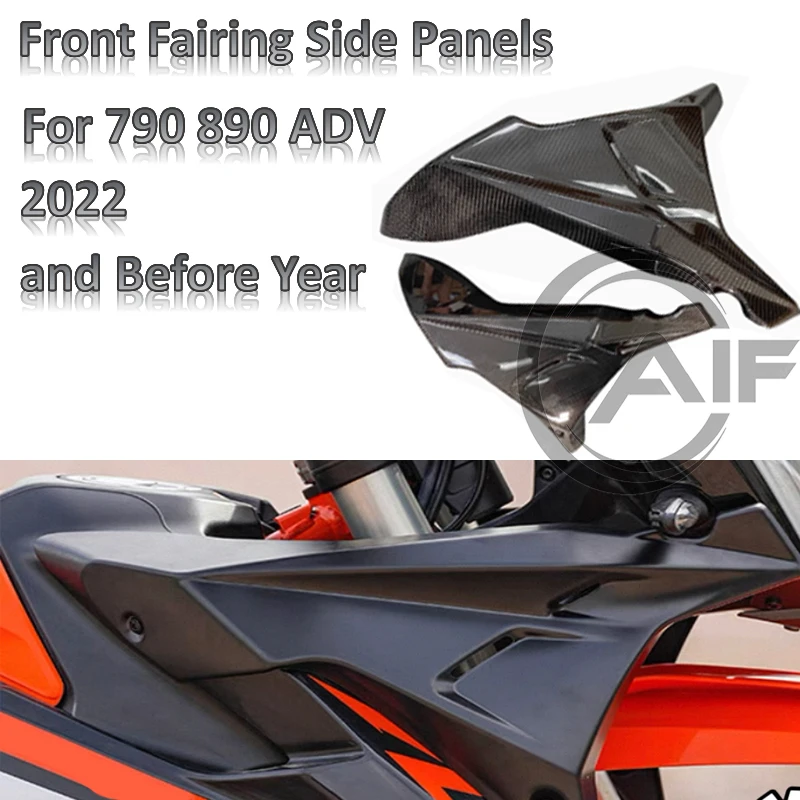 

For 790 890 ADV Adventure R S 2022 and Before Year 100% 3K Carbon Fiber Front Side Panels Wind Deflector Windscreen Plate Cover