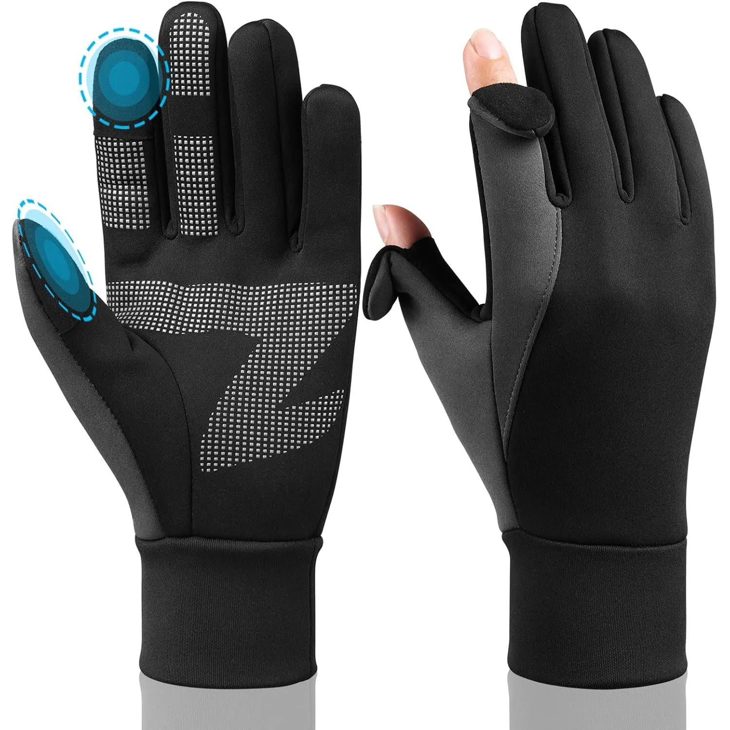 Winter Warm Gloves for Men Waterproof Windproof Touch Screen Thick Fleece Lined Outdoor Cycling Anti Slip Thermal Gloves