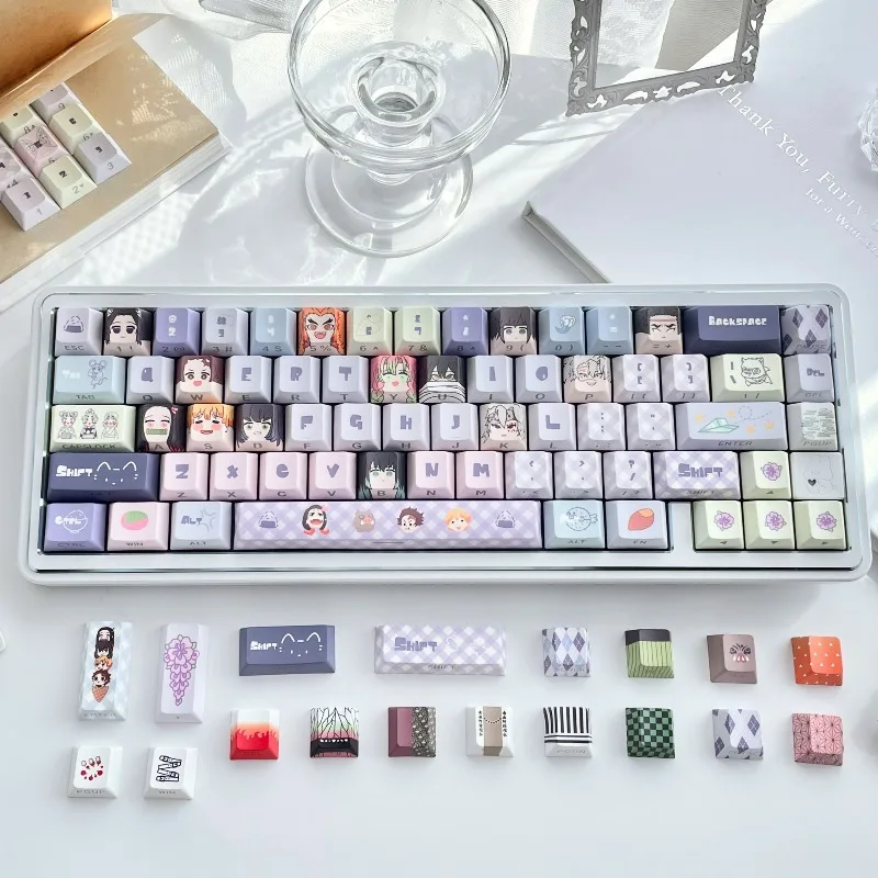 

Cartoon Anime Demon Slayer Keycap Mechanical keyboard magnetic axis replacement key，Cherry height PBT material New Year gift