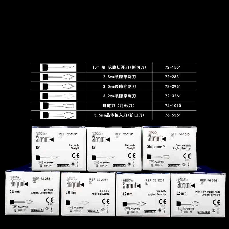 Microscópio oftálmico afiado importado faca cirúrgica oftálmica 15 graus 2.8 3.0 piercing de baioneta 3.2 faca túnel