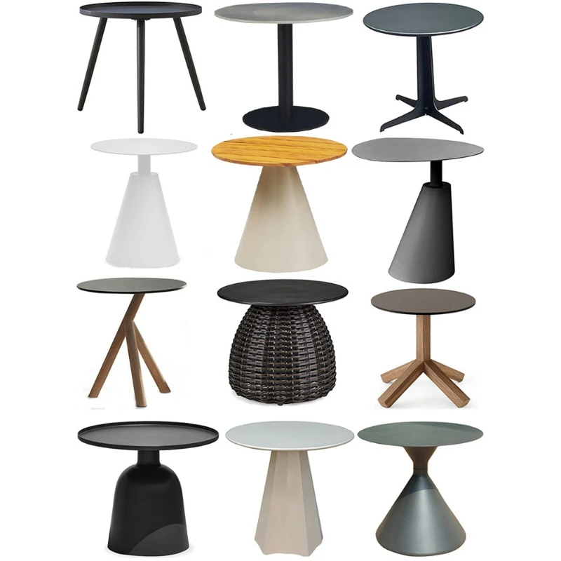 

Aluminum alloy coffee table side table sofa small round table rock slab teak corner simple modern round wrought iron coffee