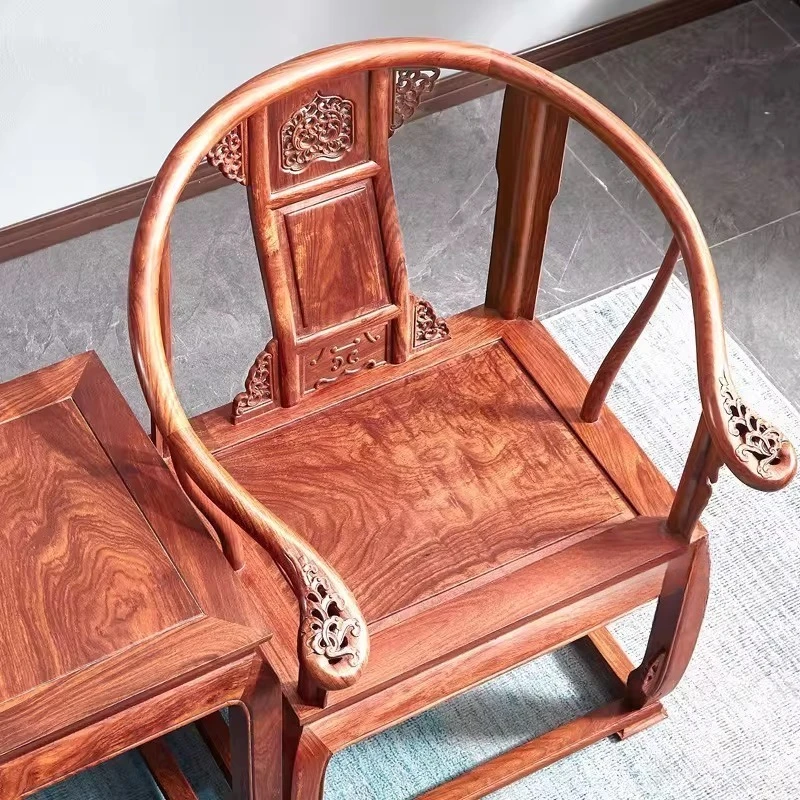 Hedgehog red sandalwood rosewood palace chair three-piece set Chinese solid wood armchair