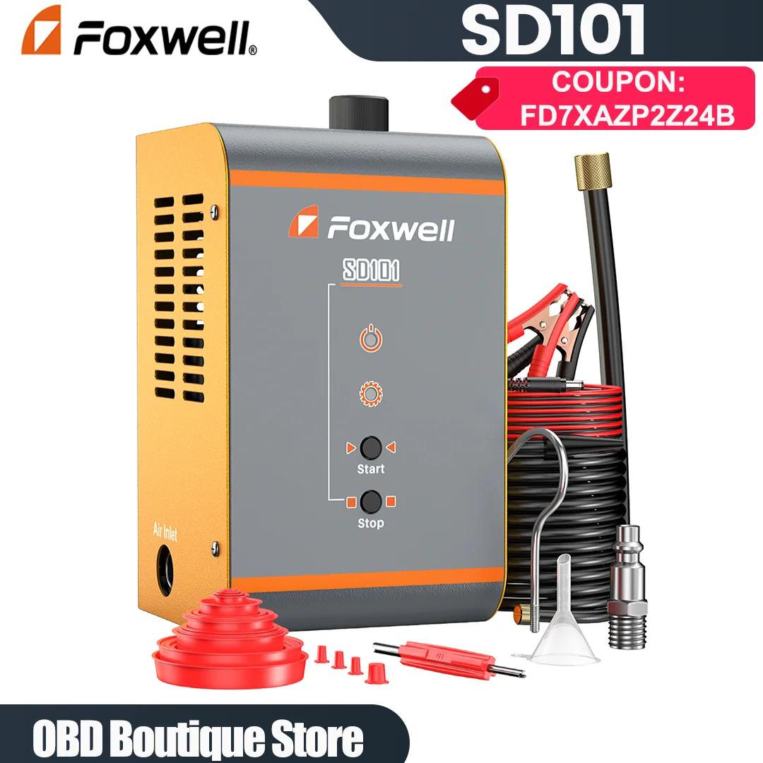 FOXWELL SD101 Smoke Leak Detector Tester 12V EVAP Smoke Inspection Tool Car Fuel Pipe Leak Tester Auto Oil Pipe Smoke Generator