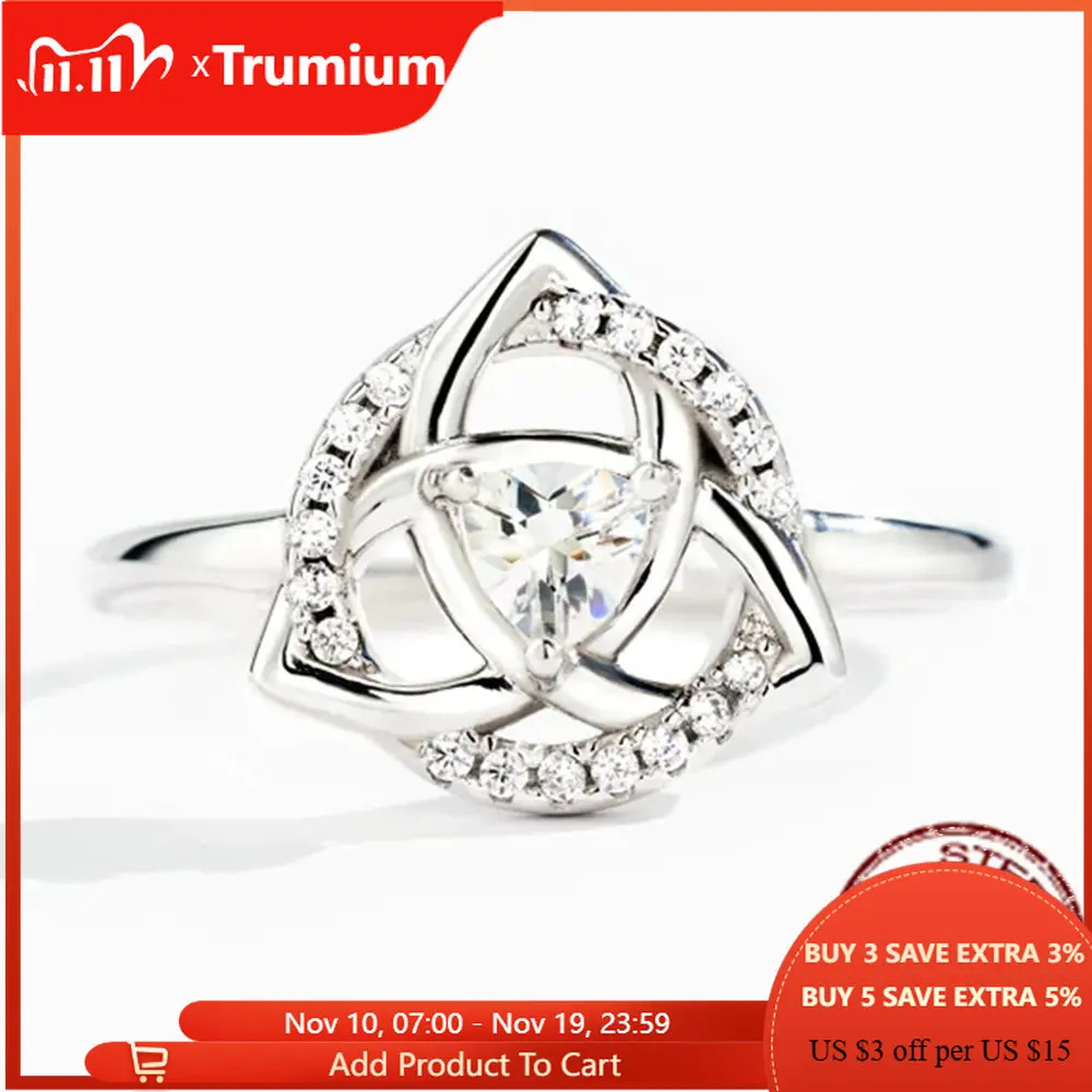 

Trumium S925 Sterling Silver Three Flower Rings For Women White Zircon Inlaid Thin Knot of sisters Stackable Ring Trendy Jewelry