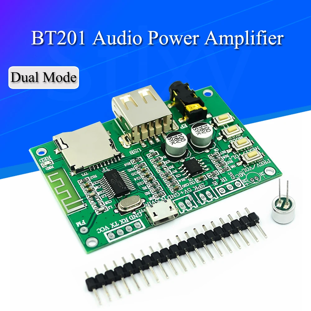 BT201 Dual Mode 5.0 Bluetooth Lossless Audio Power Amplifier Board Module Tf Card U Disk Ble Spp Serial Port Transparent Trans