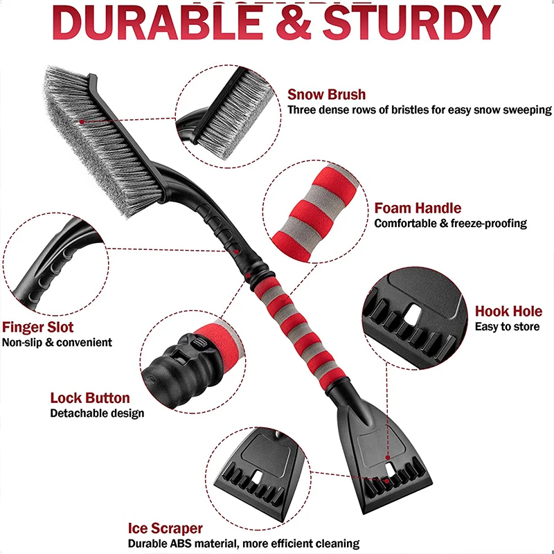 Detachable 2 In 1 Car Snow Shovel Sweeping Cleaning Brush Auto Windshield Ice Scraper with Foam Handle Cleaning Tools snow plow