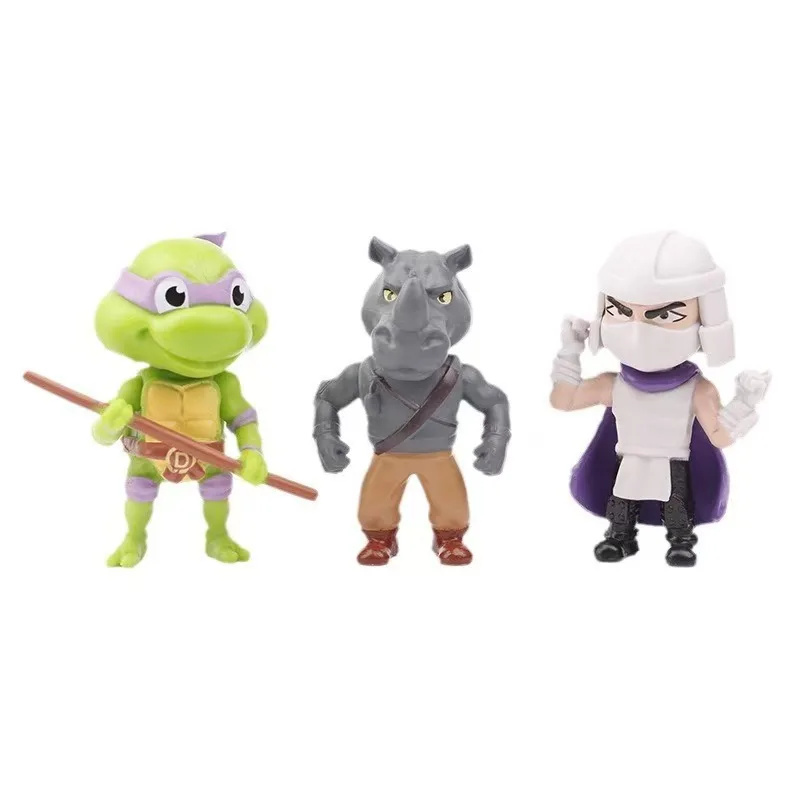 12pcs Q Version Chibi Teenage Mutant Ninja Turtles Figures Mini Dolls Car And Desktop Decor Cute Kids Toys Gift For TMNT Fans - view 3