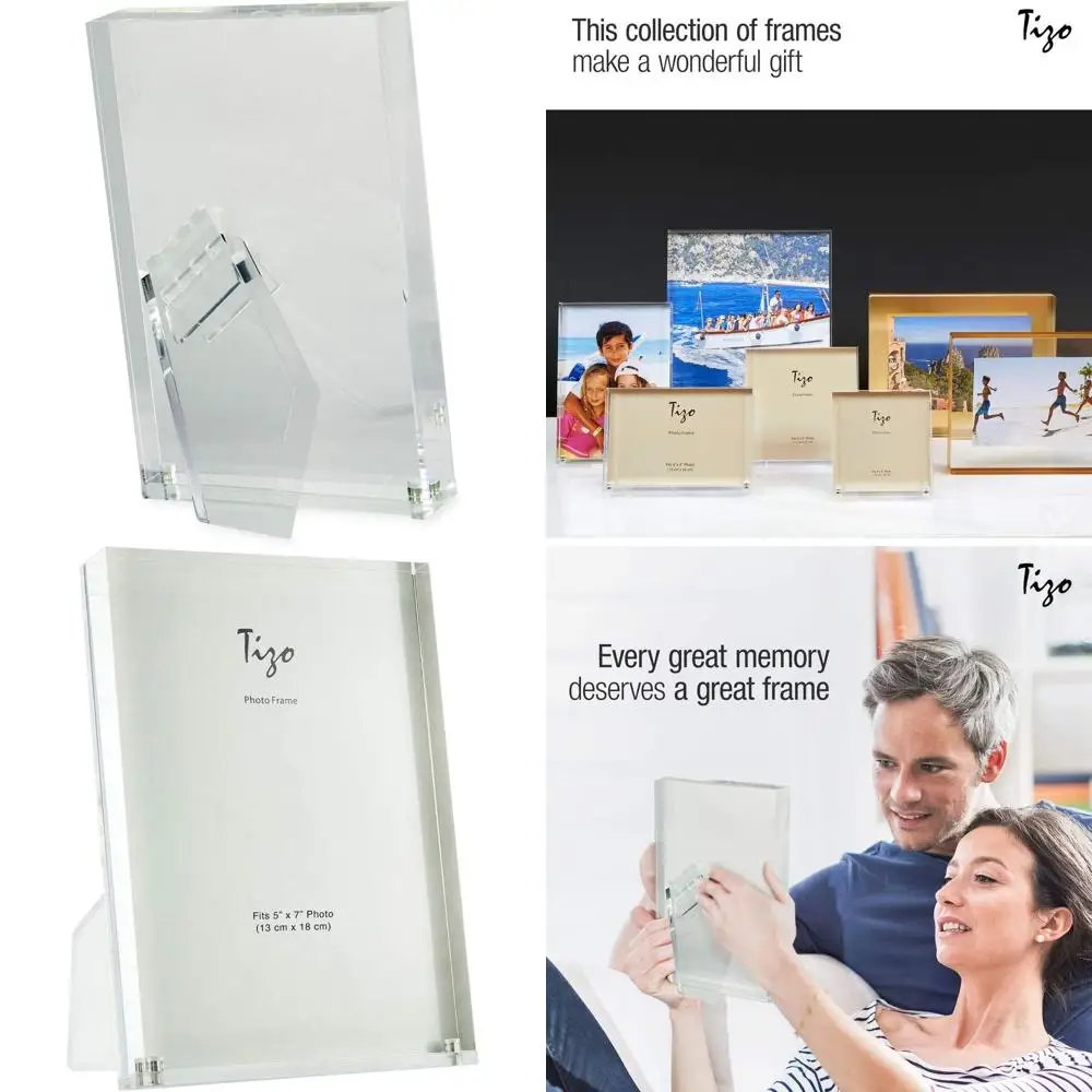 

Stylish 5x7 Clear Lucite Photo Frame with 1 Thickness and Magnetic Closures - Available in Multiple Colors
