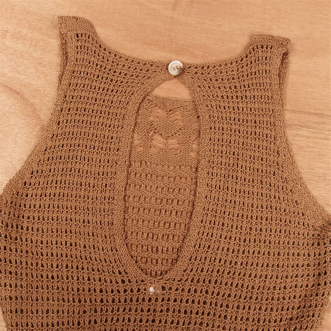 S-XL Sexy Ausgeschnittenes Fransen-Strickkleid, Häkel-Tunika, Strandkleid, Strandmode, Strandüberwurf, Damen V3802 – Detail 24