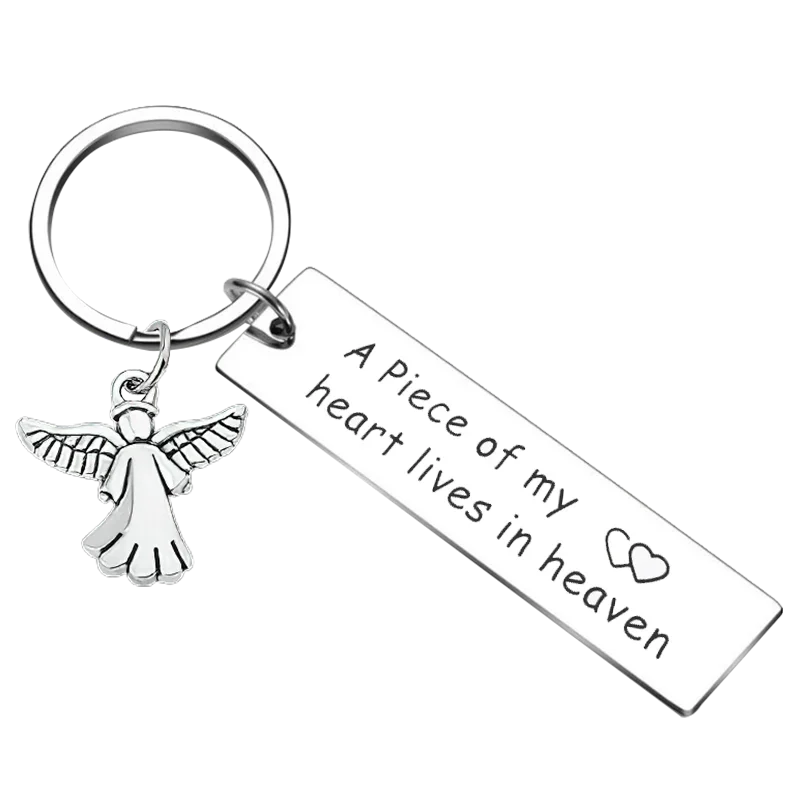 Cute Memorial Sympathy Gift Keychain Pendant A Piece of My Heart is in Heaven Key Chains