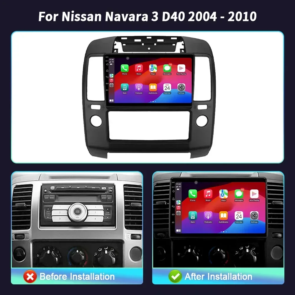 Car Radio Multimedia Video GPS For Nissan Navara 3 D40 2004-2010 Android 14 Navigation Bluetooth Wireless CarPlay Screen Stereo