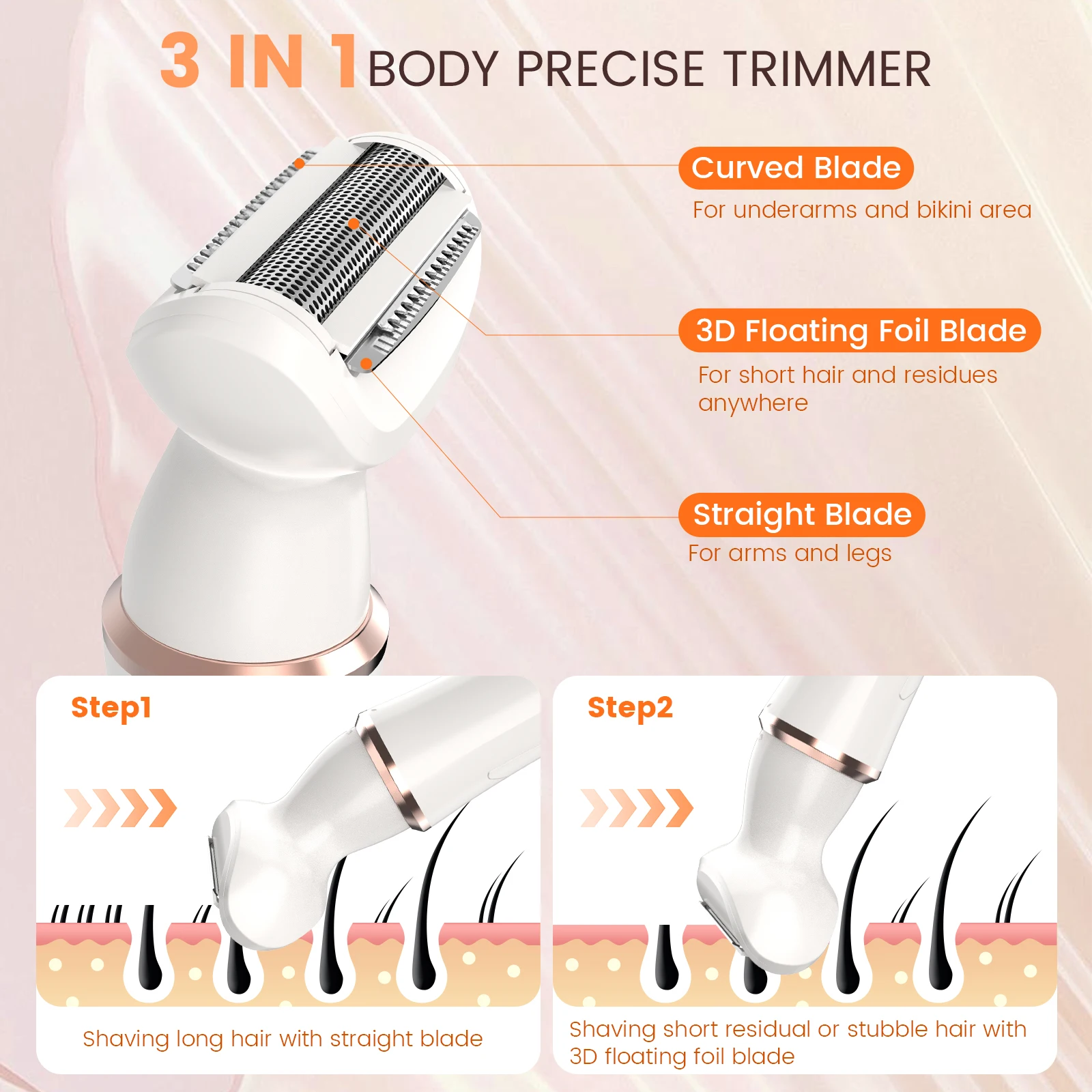 4 in 1 Electric Razor for Women Shaver Lady Shaver Body Hair Trimmer for Armpit Bikini Arm Leg Face Mustache Portable Painless