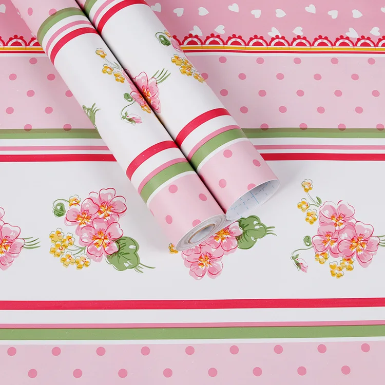 ピンクのストライプの自己粘着性の壁紙,寝室の装飾,樹皮と棒,接触紙,家具の改修用