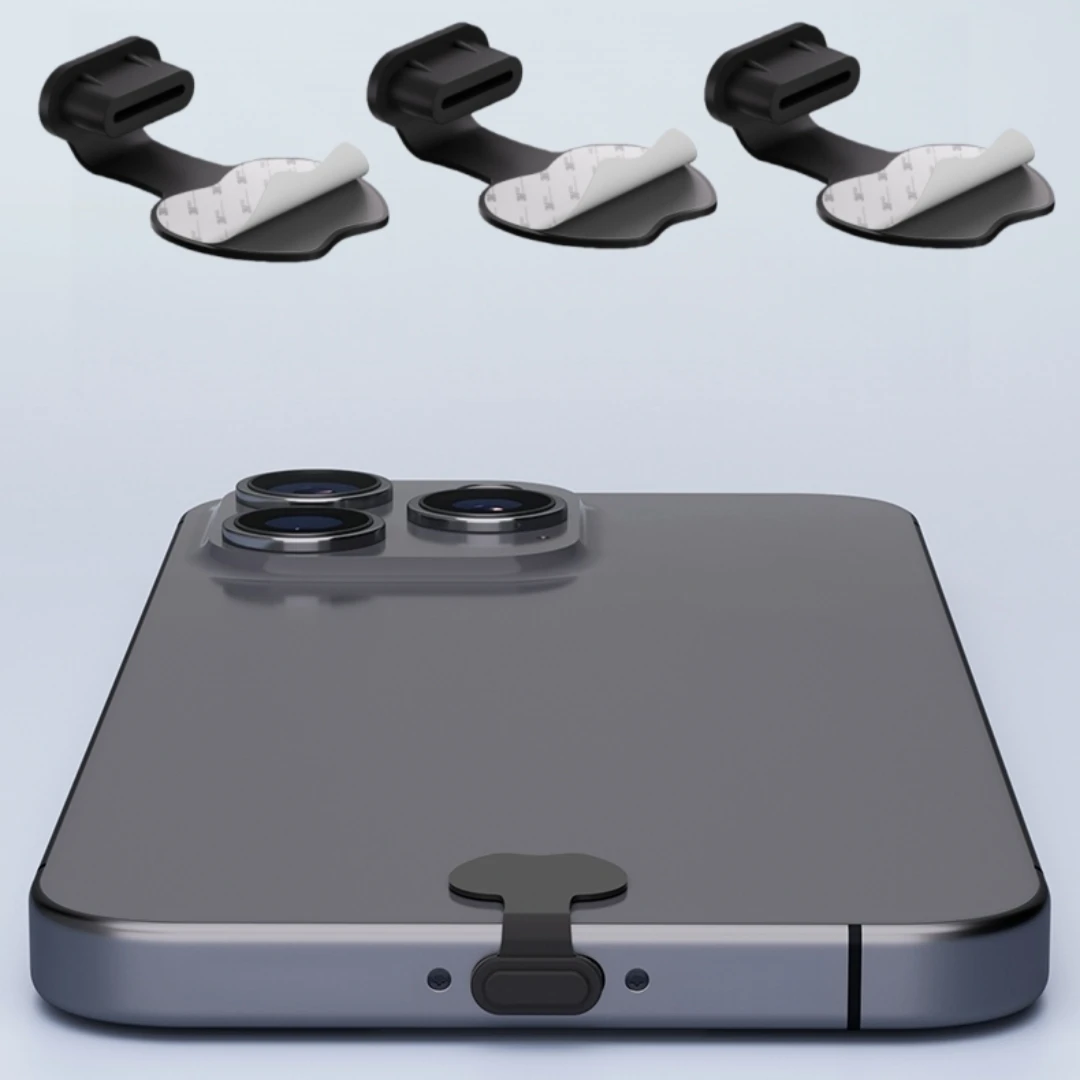 

3 Pieces of C-Type Dust Plugs, Dust Cover Port Plug Protection, Compatible with All C-Type Smartphones and Tablets - Black