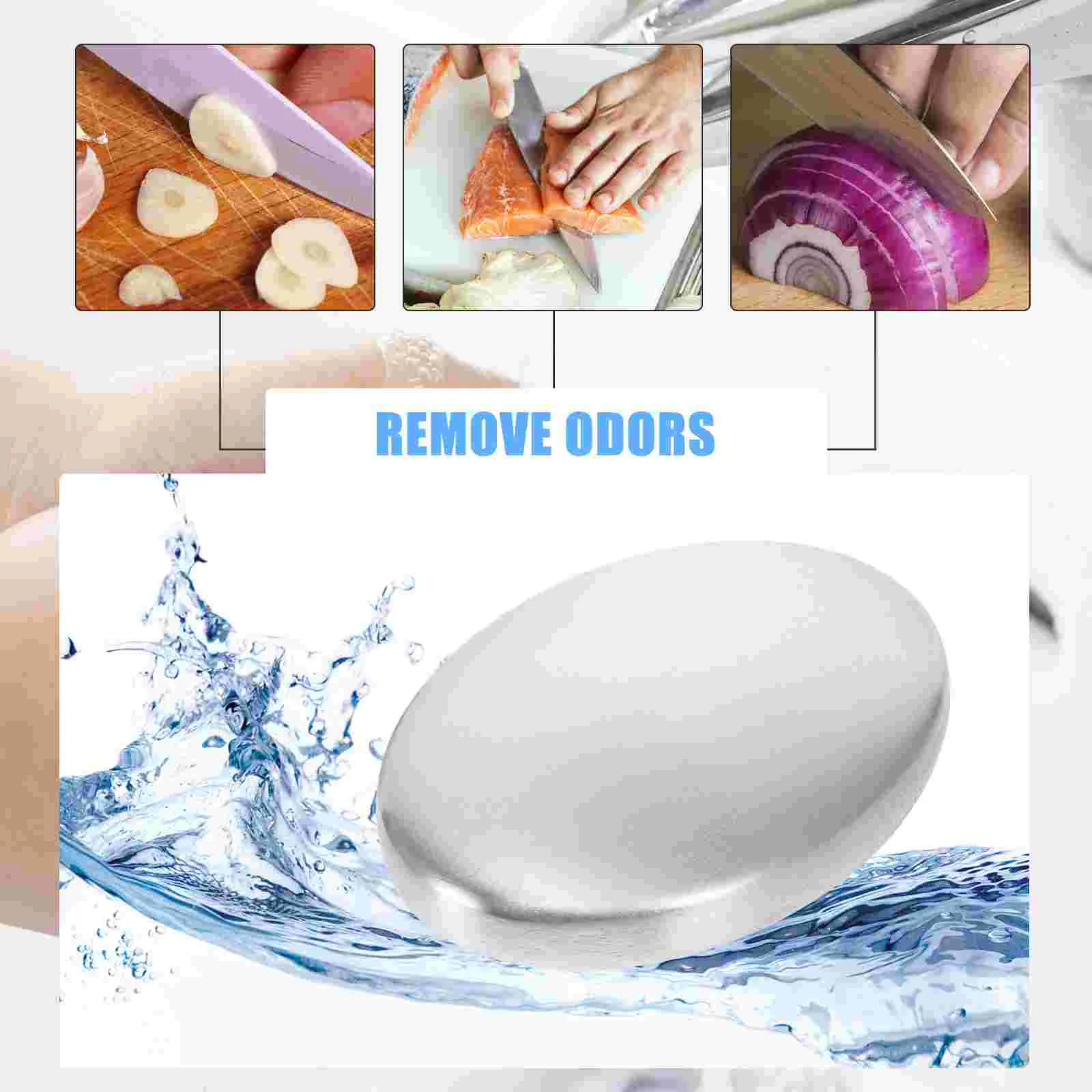 2 Pcs Metal Deodorant Soap Smell Stainless Steel Deodorizing Bar for Kitchen Remover Silver