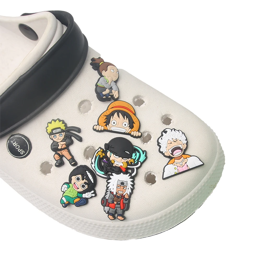 1-7pcs Pop Japanese manga Shoe Charms Shoe Accessories Children Shoe Decorations Fit Wristband Classic Clog Charms Party Present image 4