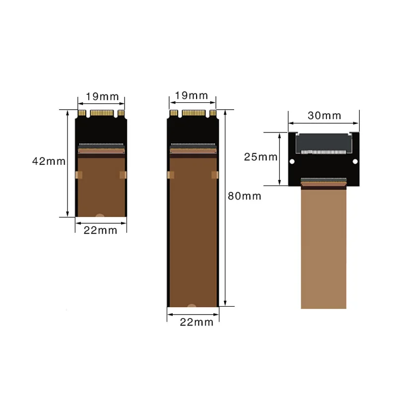 M.2 Sata Extension Cable B key SSD External Ngff Solid State Drive Extender Card 2242/2280 10cm 30cm