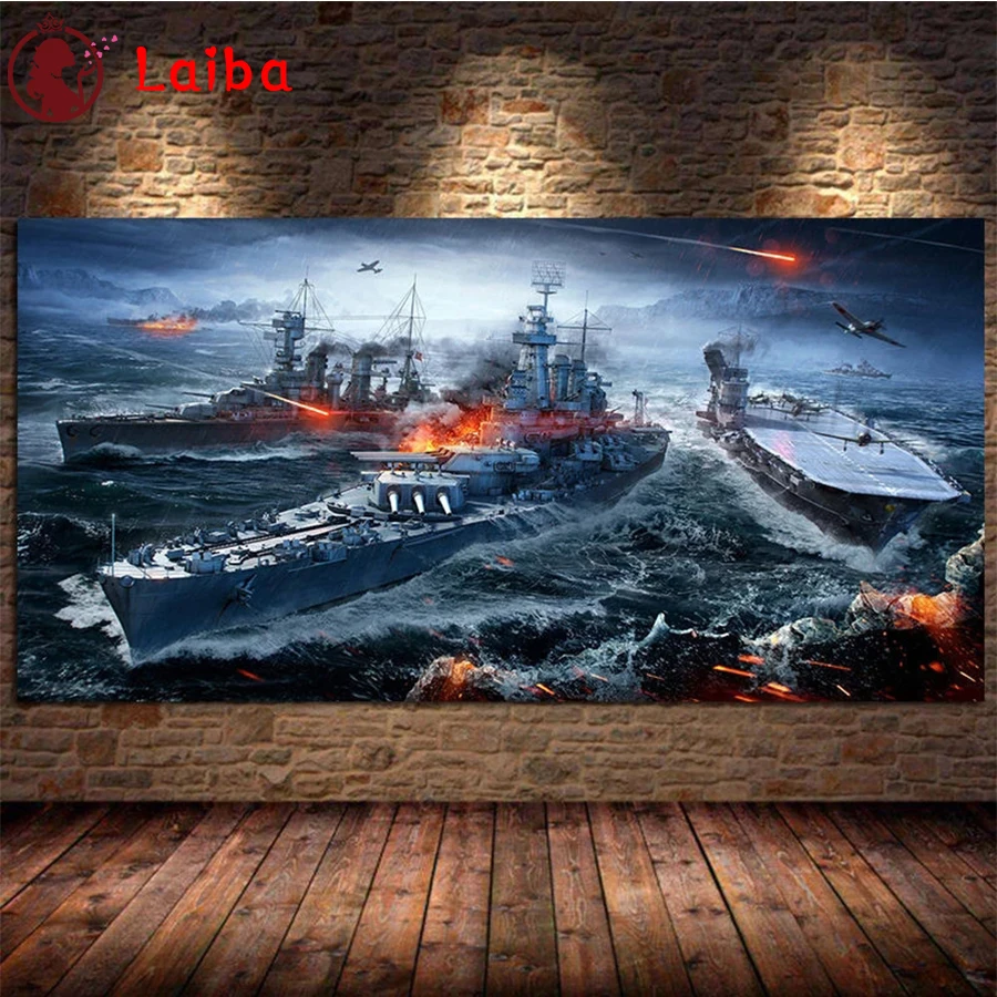 Diamond Painting World of Warship Game 5d Cross Stitch Diamond Embroidery Mosaic Gift Home Decor Needlework Picture Rhinestones