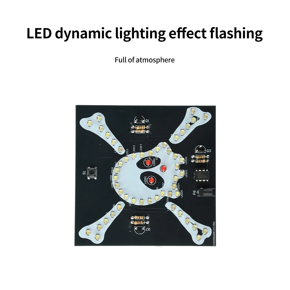 DC 5V Skull LED Light Electronic Kit For Halloween Fun Soldering Project School Welding Assembly Practice Practice Kit