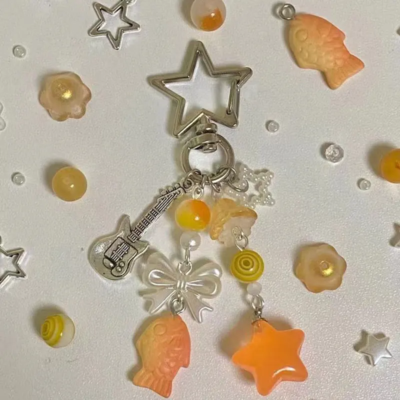 aesthetic y2k beaded green Japanese melon ramune soda star keychain and korean soda keychain
