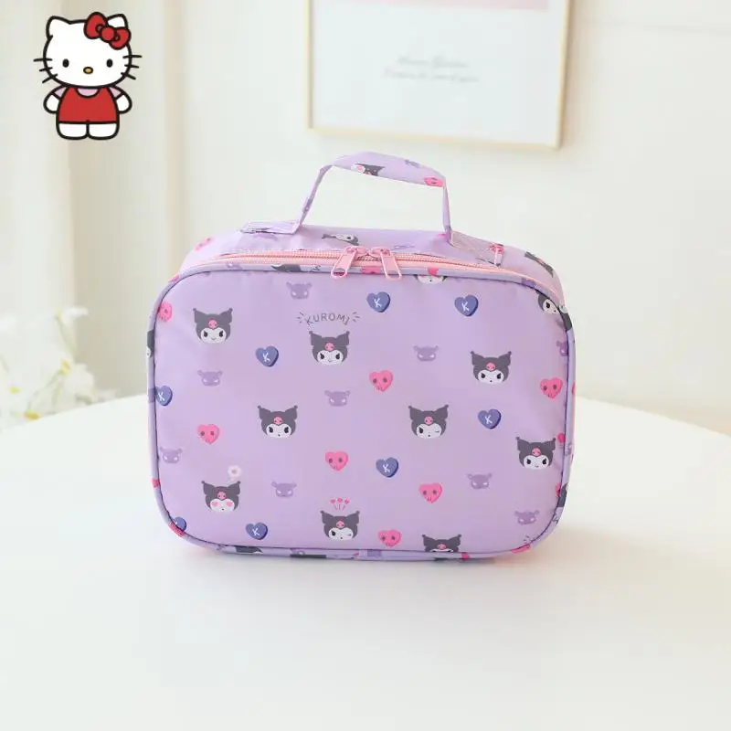 Kawaii Hello Kitty MINISO borsa cosmetica da donna Kuromi Cinnamoroll My Melody Anime borse da viaggio portatili scatola di immagazzinaggio