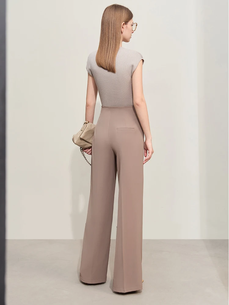 Amii Minimalism 2024 Summer New Wide-legged Pants Women Straight Basics Casual Pants Female Solid Full-length Trousers 12412006