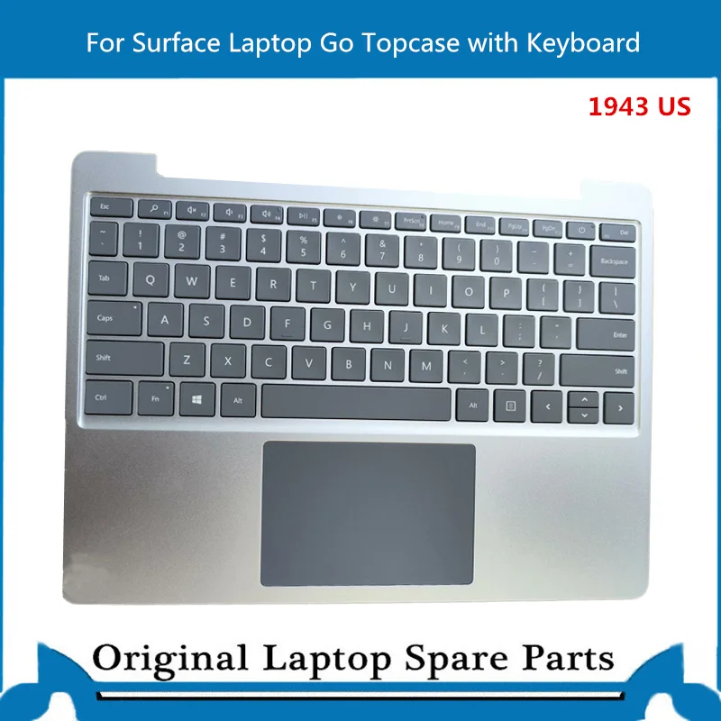 Coque supérieure pour ordinateur portable Microsoft Surface Go 1943, clavier d'origine, argent américain, 12 pouces