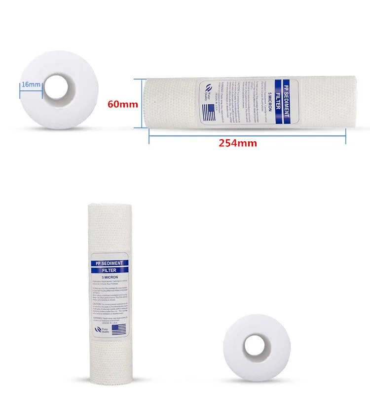 Substituição do cartucho do filtro frontal, purificador de água de osmose reversa, PPF, 10 ", 1 e 5 mícrons, 10pcs