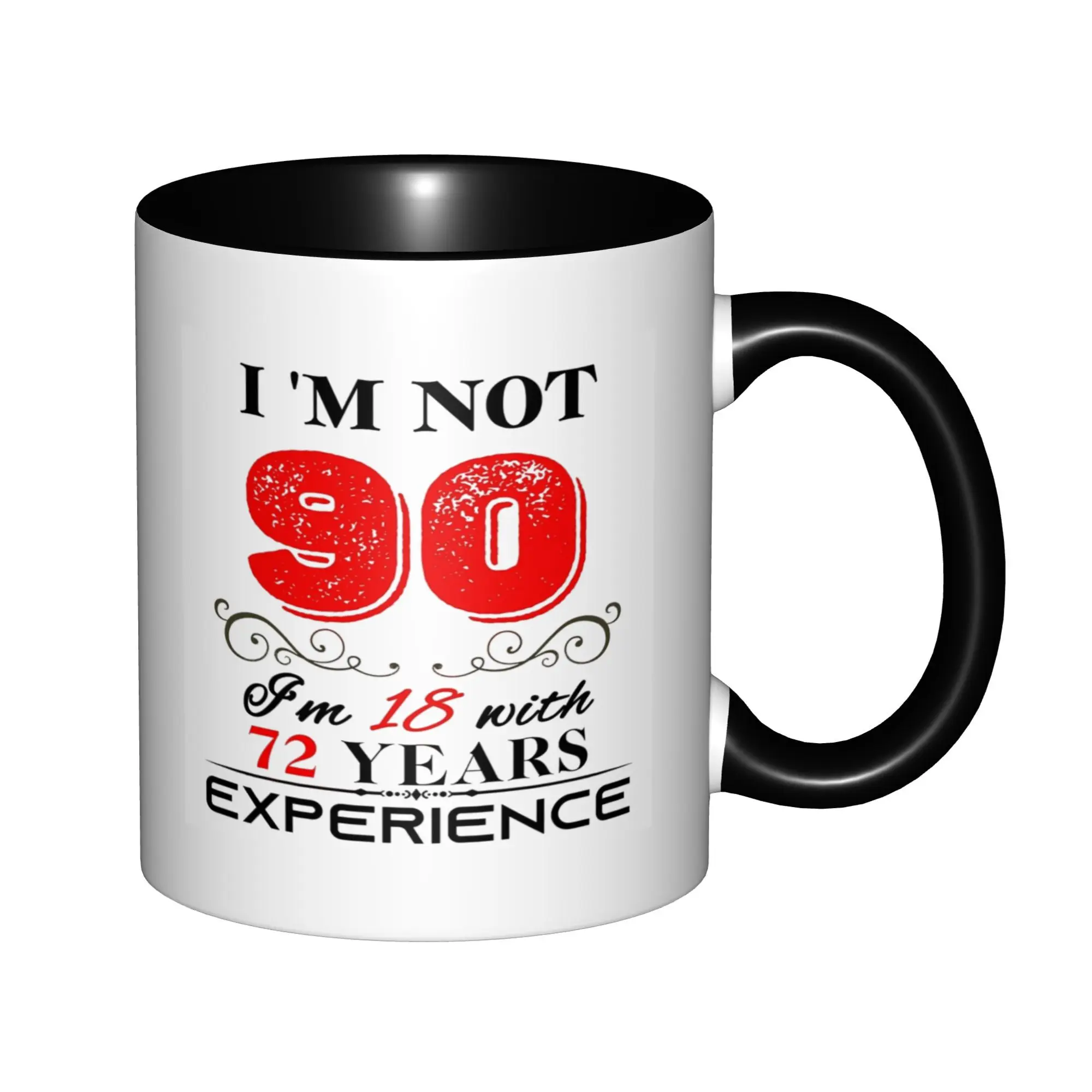 

90th Birthday Mug for Women Men Mugs With Black Handle Birthday Coffee Mugs Ceramic Tea Cups 11oz