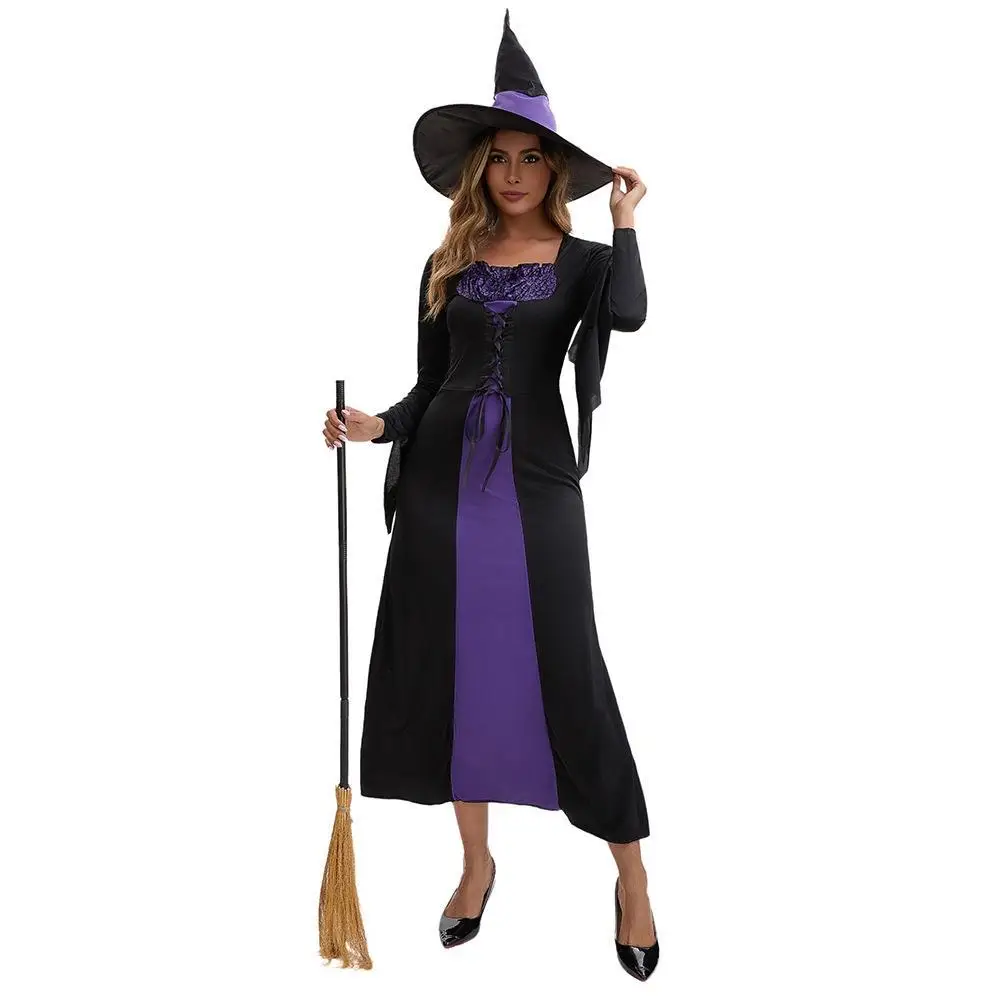 2025年新作プラスサイズパープルデビルウィッチコスチュームステージハロウィンパフォーマンス衣装女性用ファッショナブルウィッチ衣装パーティー用