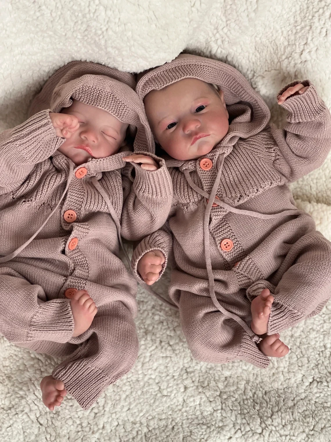 NPK 19inch Already Painted Finished Reborn Baby Doll Twins Levi Awake & Sleeping Newborn Baby Doll 3D Skin Visible Veins