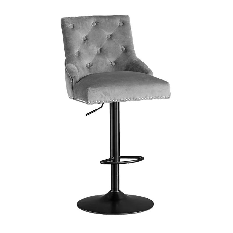 Light Luxury Lifting Rotating Bar Chair European Velvet Large Backrest Bar Chair Modern Simple Home High Stool