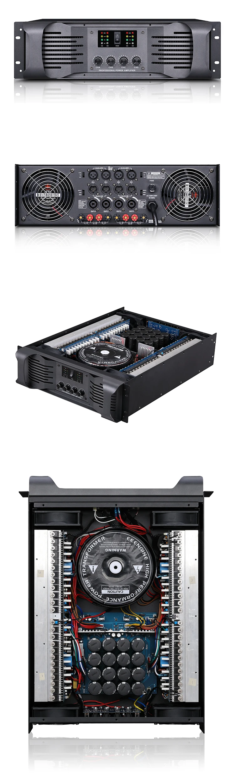 KB1200D 4*1000 واط 3U المهنية مكبر كهربائي 2Ch الفئة H عالية قوية سانواي مكبر كهربائي #6