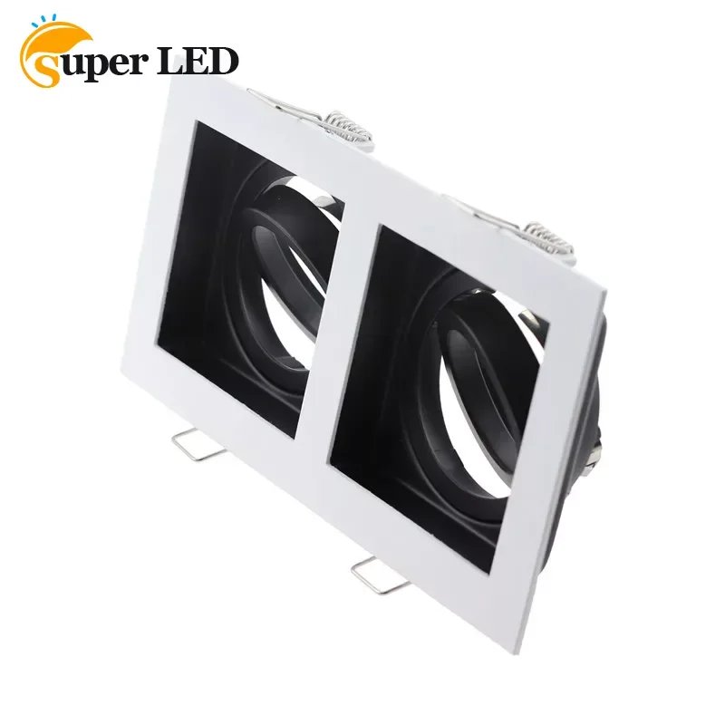 Double Head  Aluminum Alloy White Inner Black Recessed Spotlights Housing for Gu10/gu5.3/mr16 Module Led or Halogen Bulbs