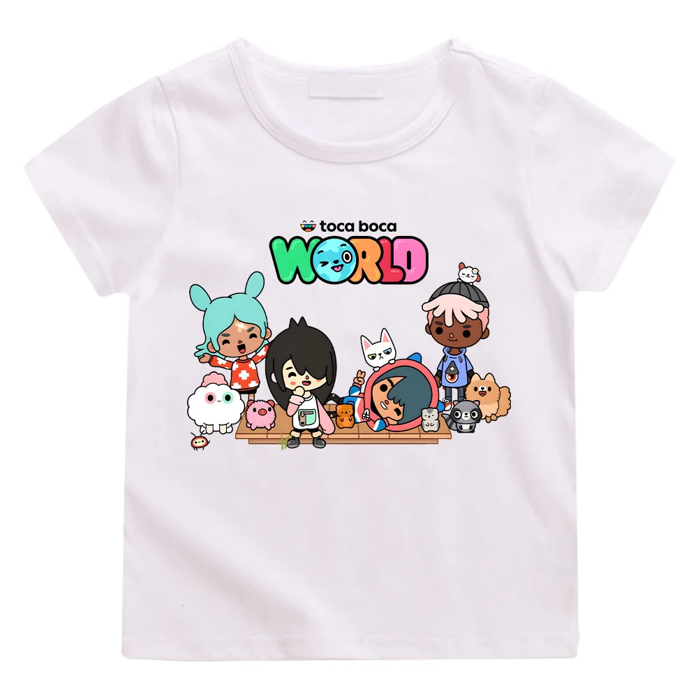 Toca Boca World CottonT-shirts Girls Boys Clothes Game Toca Life World Tshirt Kids Comfy Versatile Tops Summer Short Sleeve Tees