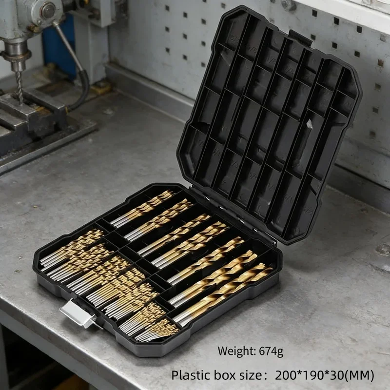

Mixed Drill Bit Set 99pcs Titanium Coated High Speed Durable For Metal Wood Plastic Aluminum Alloy Storage Case Workshop Tool